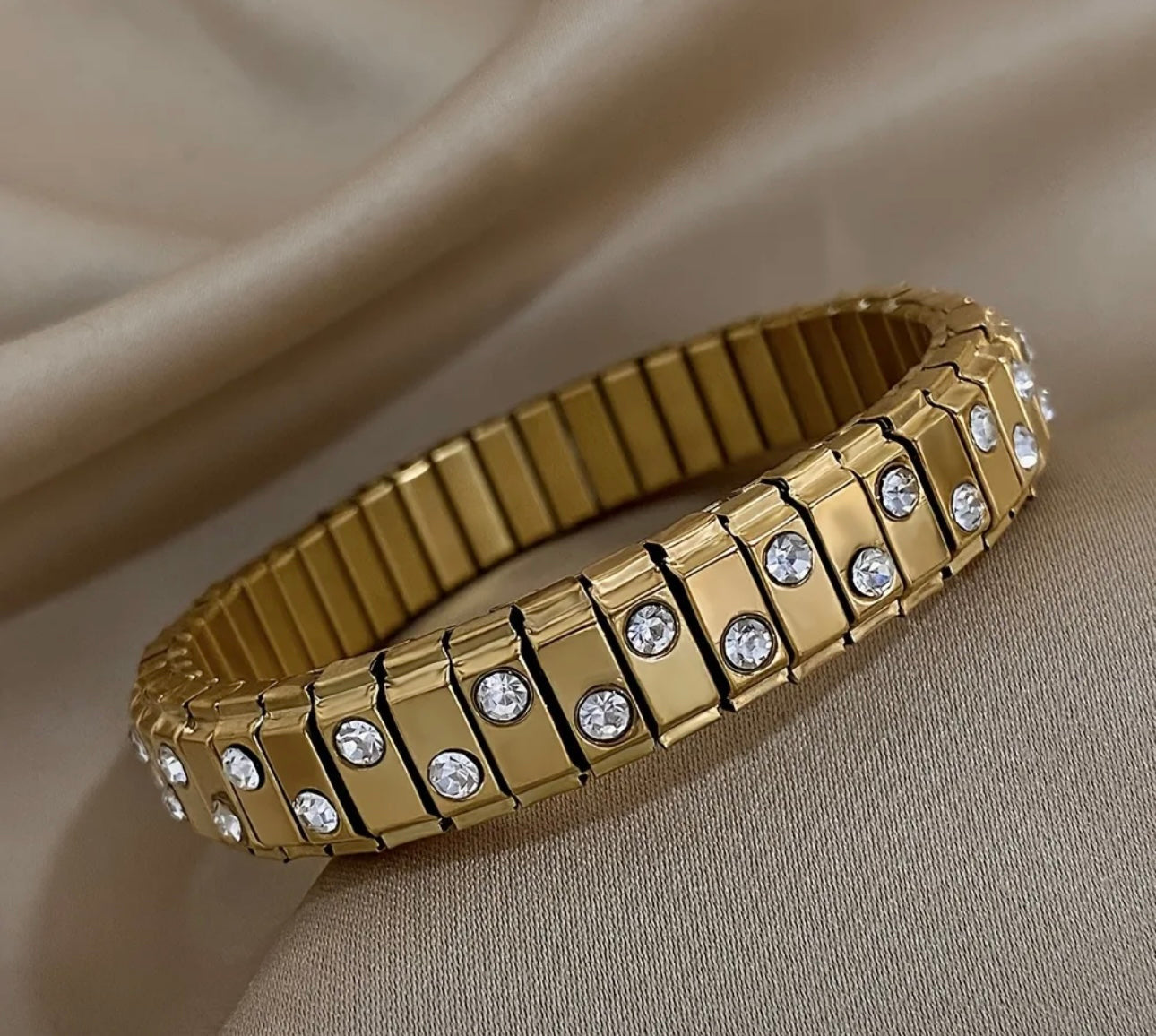 Sassy Stainless Steal Stretch Bracelet Gold Plated