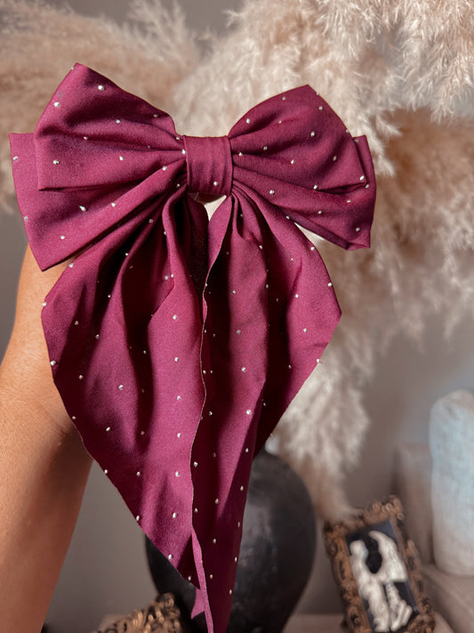 Mya’s Burgundy Bow Color Burgundy With Sparkling Beads